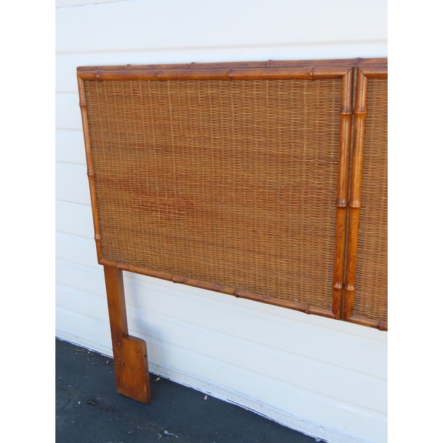 Late 20th Century American of Martinsville Hollywood Regency Bamboo Full Queen Size Headboard 6452 For Sale - Image 5 of 13