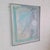 Abstract painting featuring soft pastel tones, predominantly teal and gray, with swirling white accents and geometric...