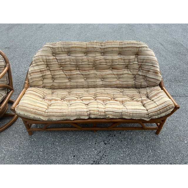 Mid 20th Century Vintage Bamboo Rattan Sofa Only For Sale - Image 4 of 7