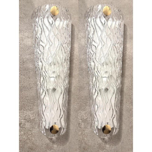 Glass Monumental Clear Murano Glass Wall Sconces by Simoeng, Set of 2 For Sale - Image 7 of 9