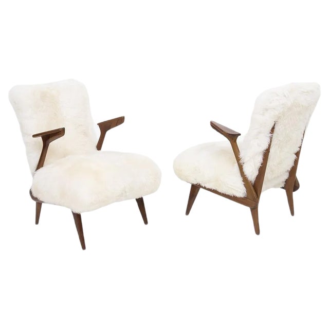 Set of Italian Fur Armchairs by Giuseppe Scapinelli For Sale