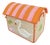 Vintage Madagascar Woven Raffia Domed Toy Box Trunk With Swan Appliqué For Sale