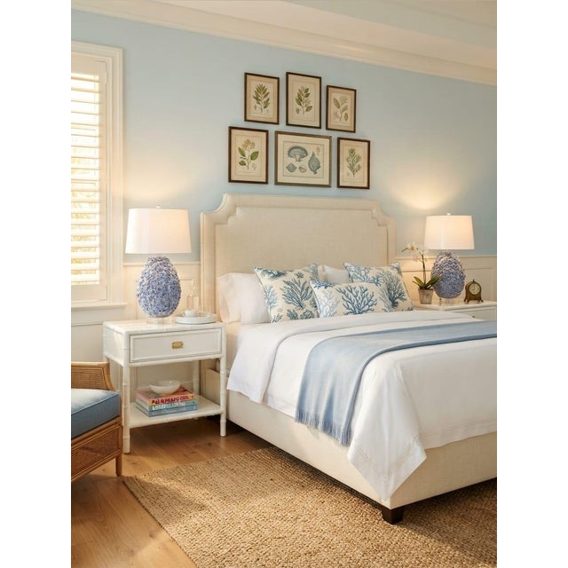 Italian-Style Encrusted Blue Ceramic Floral Table Lamps - a Pair For Sale - Image 11 of 12