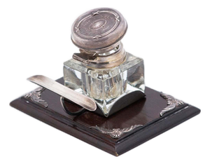 Silver Inkwell with Glass Tank