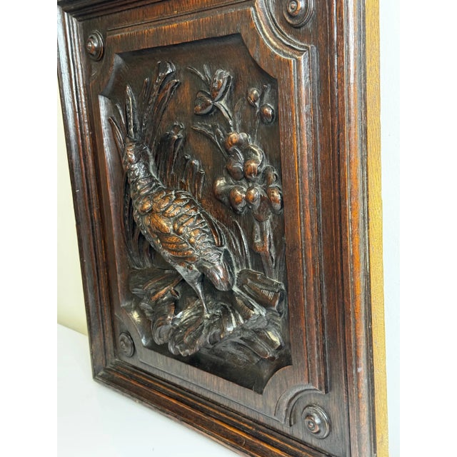 Victorian Mid-19th Century English Carved Oak Grouse Sporting Gothic Revival Wall Panel For Sale - Image 3 of 10