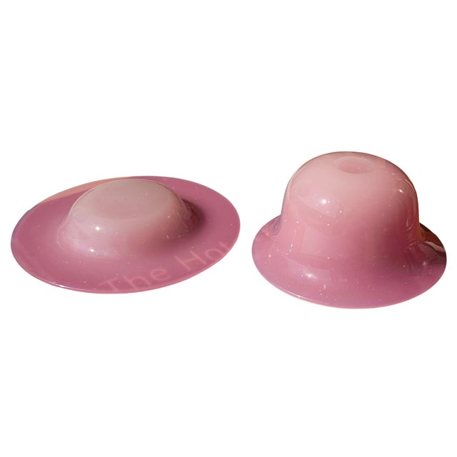 Steuben Pink Opaline or Rosaline Art Glass Finger Bowl & Underplate