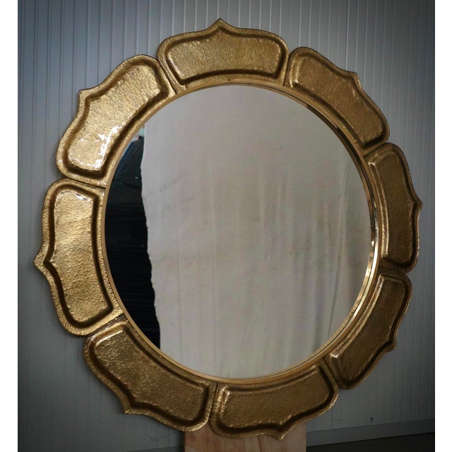 Italian Murano Gold Art Glass and Brass Wall Mirror, 2000 For Sale - Image 11 of 11