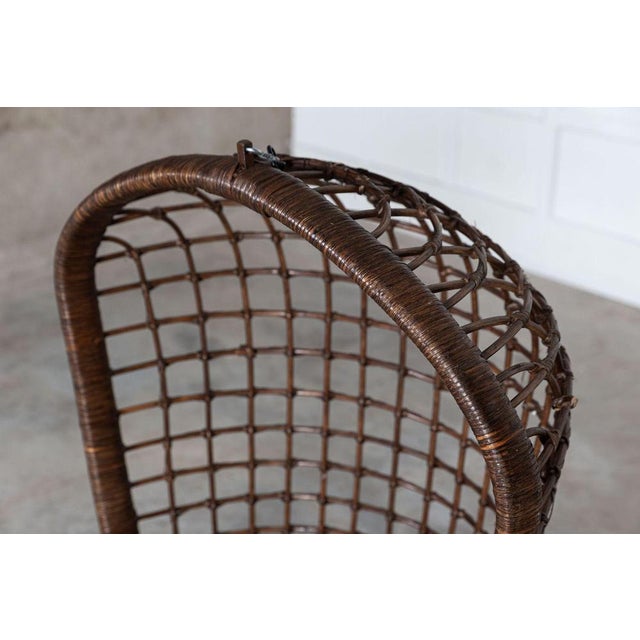 Mid-Century French Bamboo Rattan Swinging Egg Chair For Sale - Image 14 of 16
