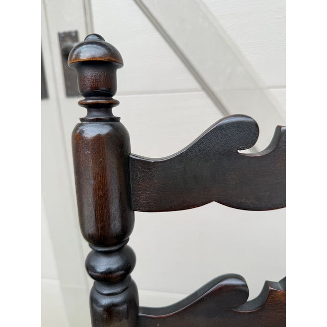 Antique English High Ladder Back Rush Seat Side Chair For Sale In Philadelphia - Image 6 of 18