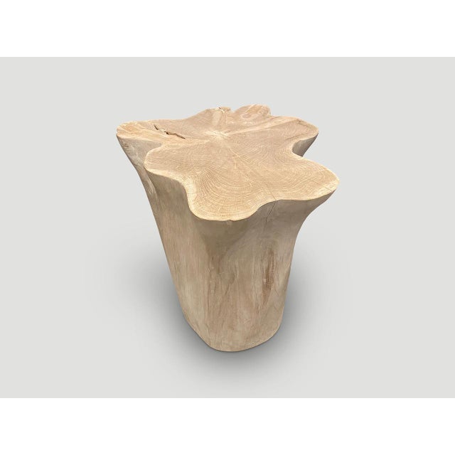 Andrianna Shamaris St. Barts Bleached Teak Side Table or Pedestal For Sale - Image 11 of 18