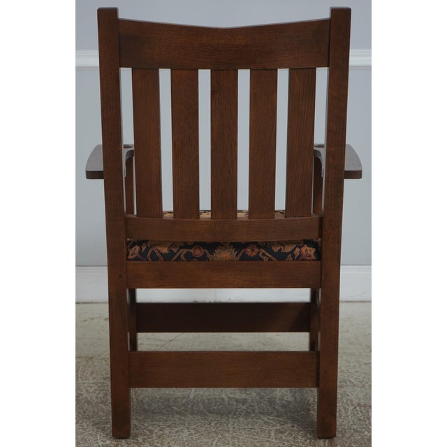 Stickley Pair of Stickley Mission Oak Arm Chairs For Sale - Image 4 of 18
