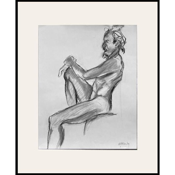 Original Life Drawing, Seated Male Figure XII For Sale - Image 4 of 4
