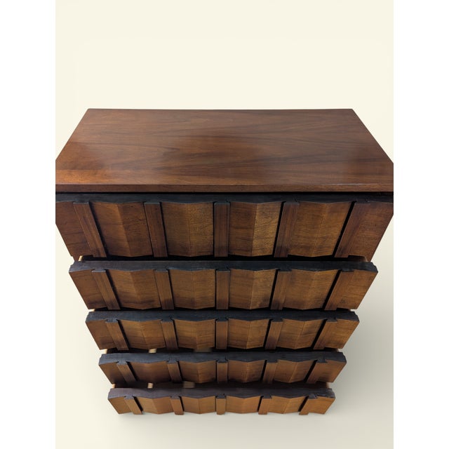 Wood Lane Brutalist Highboy Dresser / Tall Chest — Walnut — C. 1973 For Sale - Image 7 of 17