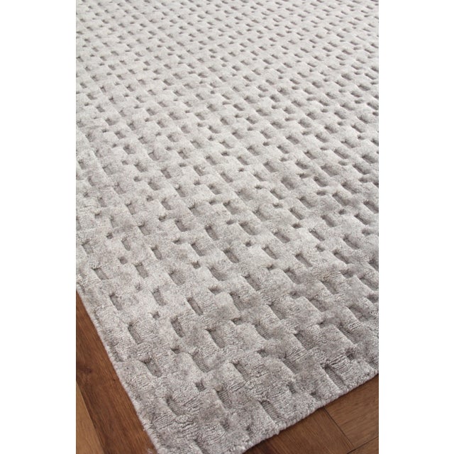 Wood Exquisite Rugs Rothwell Hand Loom Bamboo Silk & Cotton Light Gray - 10'x14' For Sale - Image 7 of 9