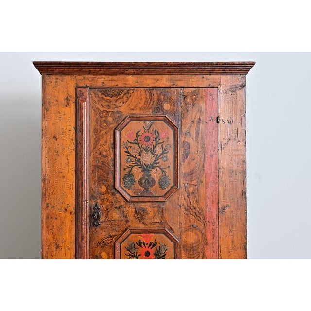 Burnt Orange Italian 18th Century Painted Wardrobe For Sale - Image 8 of 15