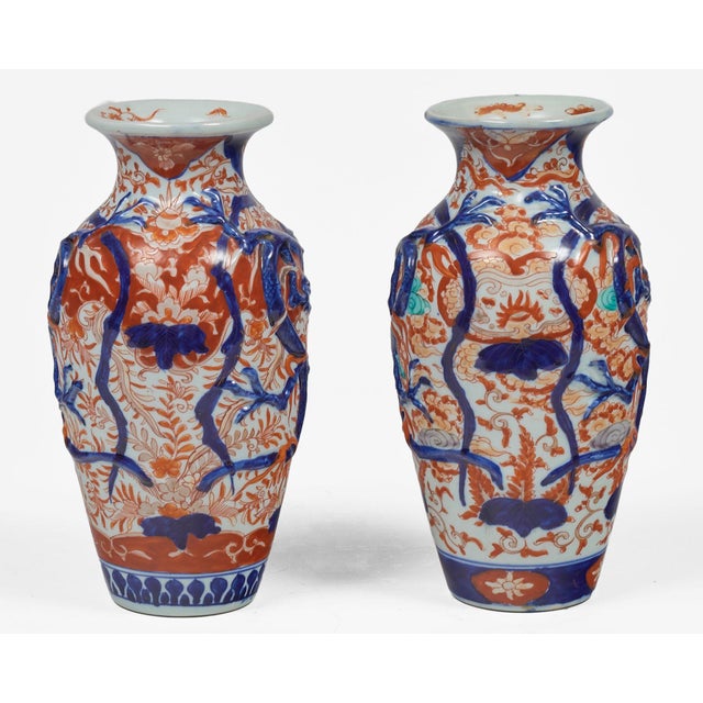 Asian Pair Antique Small Imari Vases For Sale - Image 3 of 7