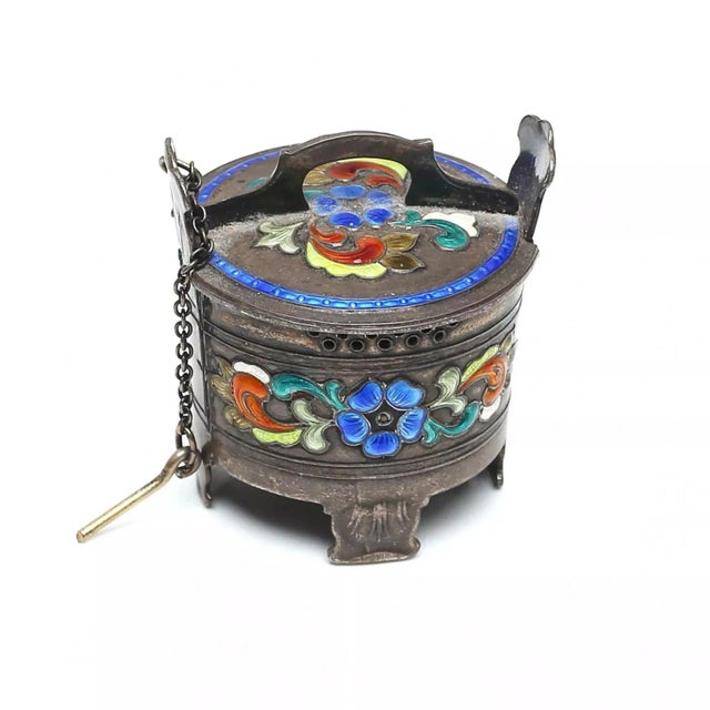 Miniature Norwegian Silver Salt Shaker with Enamel by Øystein Balle For Sale - Image 6 of 6
