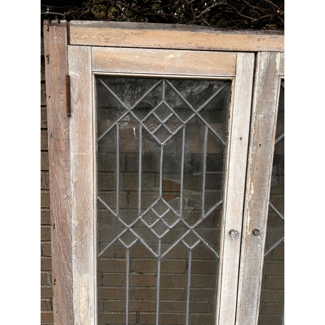 Craftsman Style Vintage Leaded Glass Window For Sale - Image 4 of 14