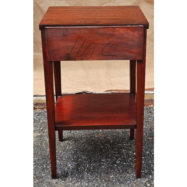 Pair Mid Century Federal Style Mahogany Single Drawer Side Tables, Refinished For Sale - Image 9 of 10