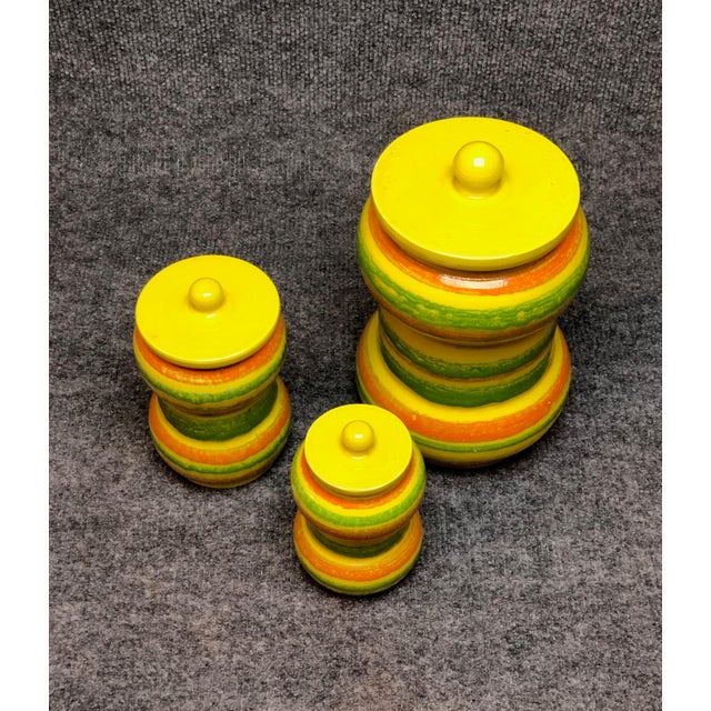 1950s 1960s Italian Baldelli Striped Canisters Set Of 3