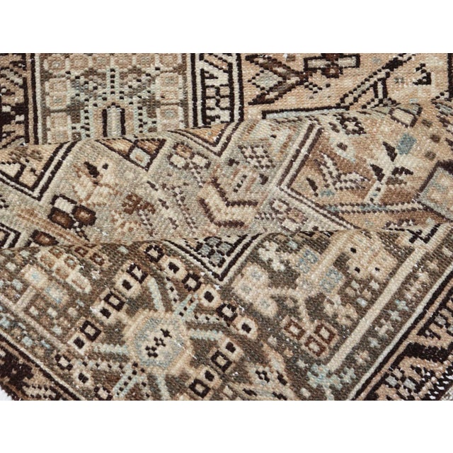 Vintage Persian Karadjeh Long Runner With Medallion Design in Natural Wool Tones For Sale - Image 11 of 12