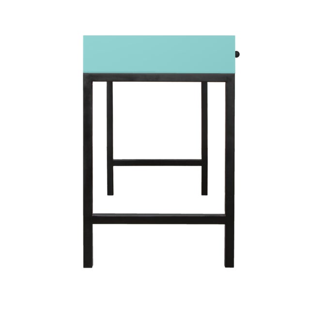 David Francis Maple Writing Desk - Turquoise For Sale - Image 4 of 7