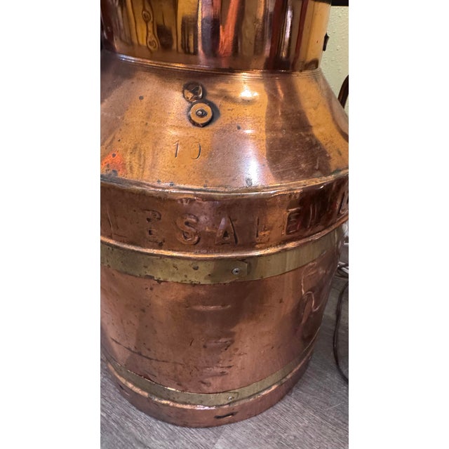 Metal Antique English Copper Dairy Milk Churn by United Dairies Wholesale Ltd. For Sale - Image 7 of 7