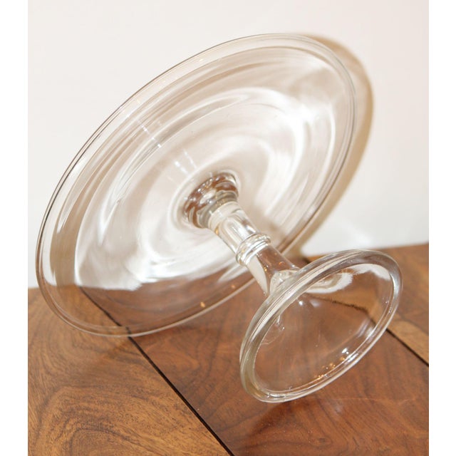 Glass Antique 19th Century Eapg Banded Clear Glass Pedestal Cake Stand For Sale - Image 7 of 7