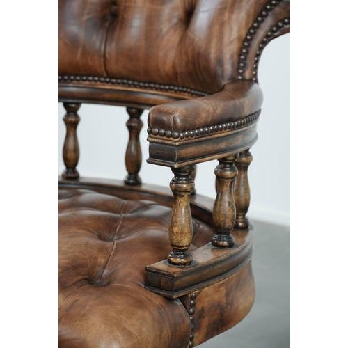 Chesterfield Chair in Cowhide For Sale - Image 9 of 15