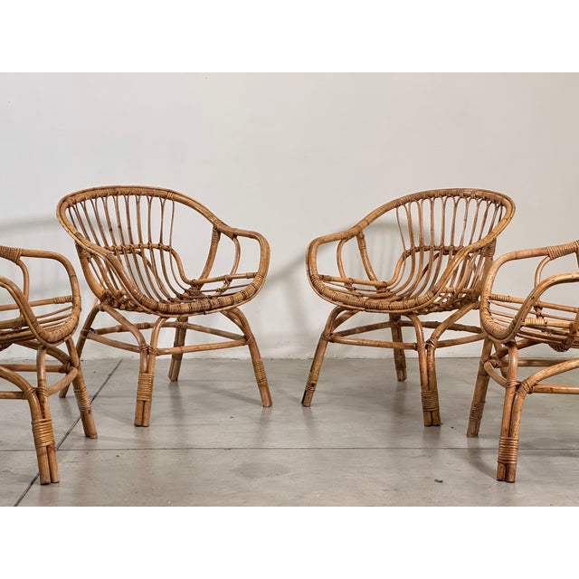 Rattan and Bamboo Living Room Set, Set of 5 For Sale - Image 4 of 18