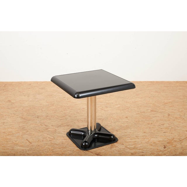 Bistro Table with Black Lacquered Fiberglass Top and Chrome-Plated Metal Base by Joe Colombo for Zanotta, 1970s For Sale - Image 14 of 14