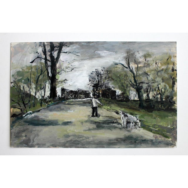 Magdalena Spasowicz, By the Bzura River, Oil on Cardboard For Sale - Image 6 of 7