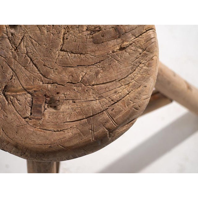 Wood Antique Handmade Stool, 1900 For Sale - Image 7 of 9