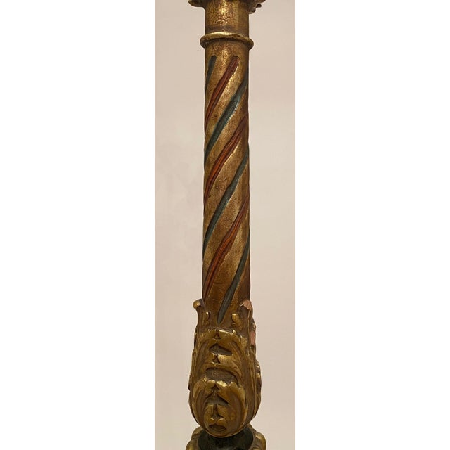 Wood Pair Antique Floor Lamps Early 20th C. Venetian Style Renaissance Revival 73"h For Sale - Image 7 of 18