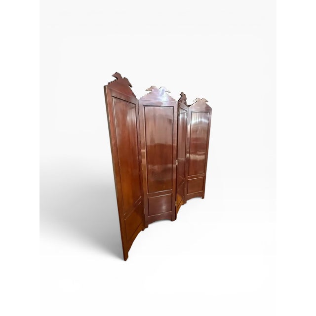 Vintage Chinese Black Lacquer Folding Screen With Mother-of-Pearl Inlay For Sale In Boston - Image 6 of 8