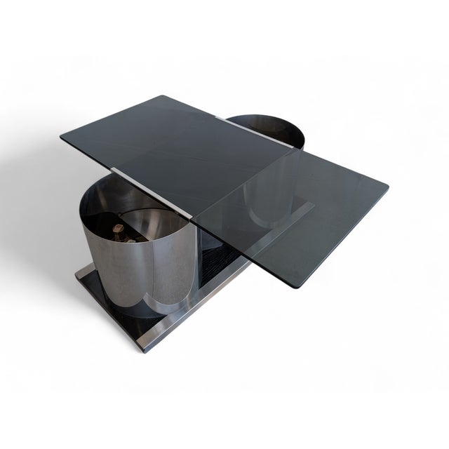 Vintage Rectangular Smoked Glass Coffee Table by Francois Monnet, 1970s For Sale - Image 6 of 10