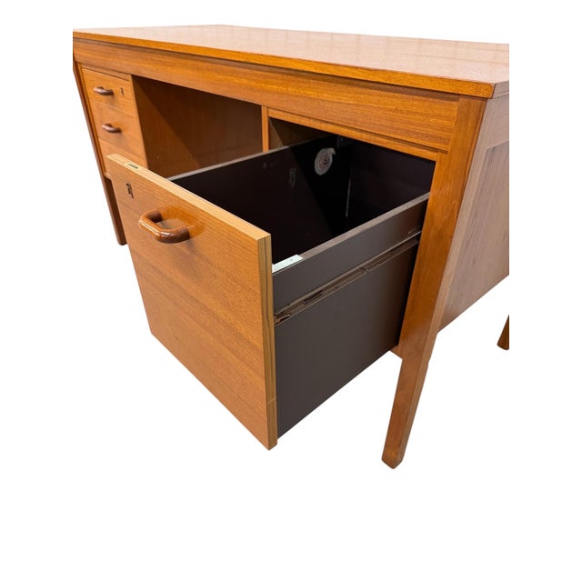 Brown Vintage Danish Modern Teak Writing Desk - Refinished! For Sale - Image 8 of 9