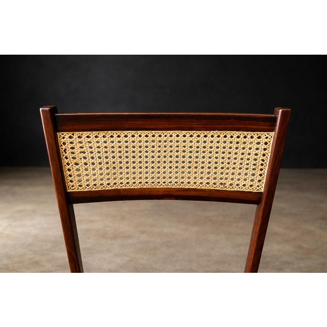 Mid-Century Modern Set of 4 Dining Chairs in Rosewood & Cane, Unknown, 1960s For Sale - Image 3 of 11
