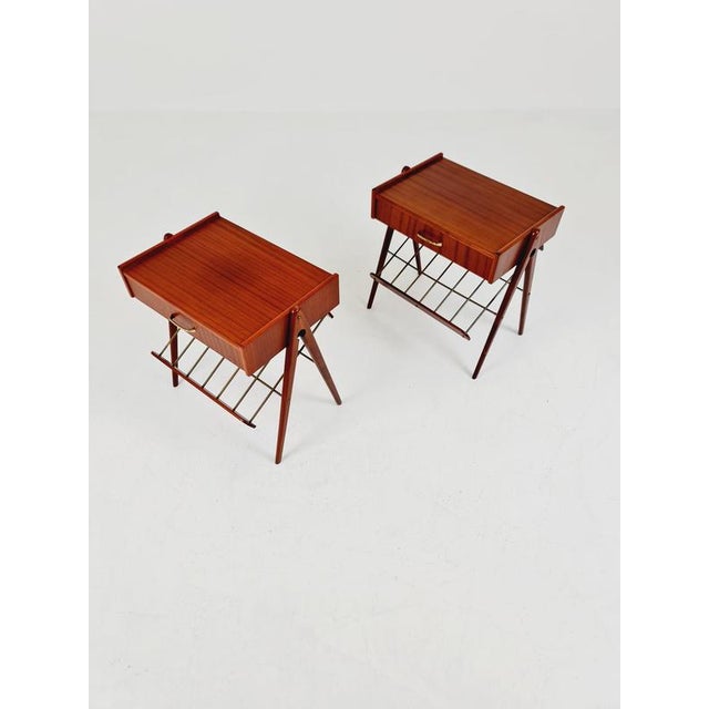 Mid-Century Danish Mahogany and Brass Nightstands, 1960s, Set of 2 For Sale - Image 14 of 18