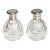 Exceptional Pair Antique English Cut Crystal Perfume Bottles Sterling Silver & Blue Enamel Tops Edwardian Vanity Set Home Decor For Sale
