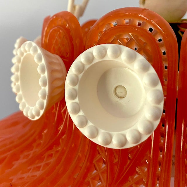 Farmhouse Red Acrylic Lace Effect Hanging Light Chandelier, Ukraine, 1970s For Sale - Image 11 of 18