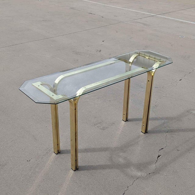 Vintage Brass and Glass Console Table, Mid-Century, Hollywood Regency For Sale - Image 10 of 13