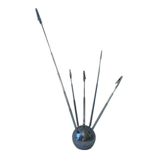 Vintage Chrome Sputnik Memo/Card/Picture Holder Sculpture, Mid-Century Modern Desk Organizer For Sale