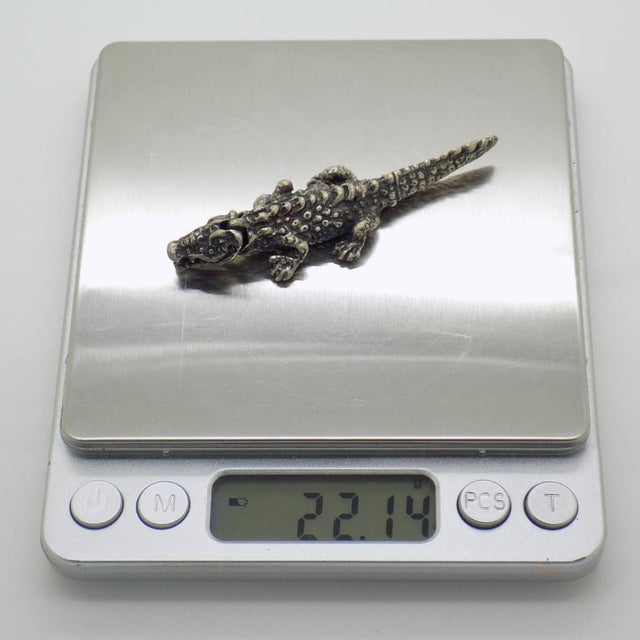 Vintage Italian Handmade Genuine Silver Alligator Figurine, 1970s For Sale - Image 10 of 13