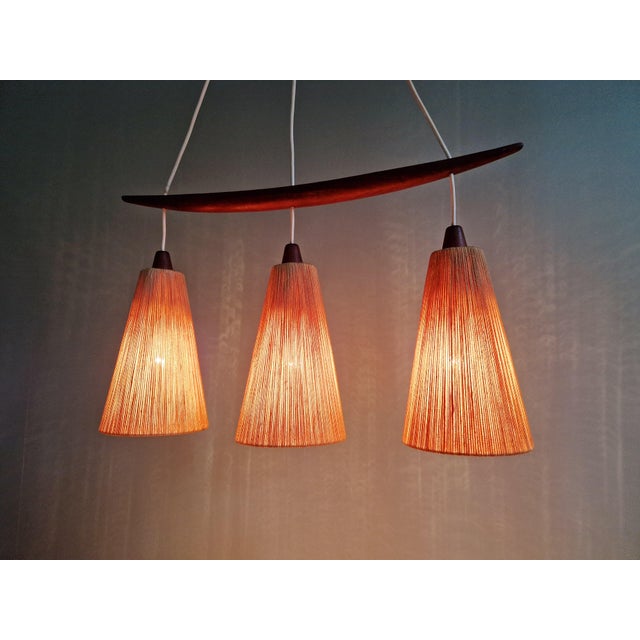 Mid-Century Teak and Sisal Rope Chandelier from Temde, 1960s For Sale - Image 17 of 18