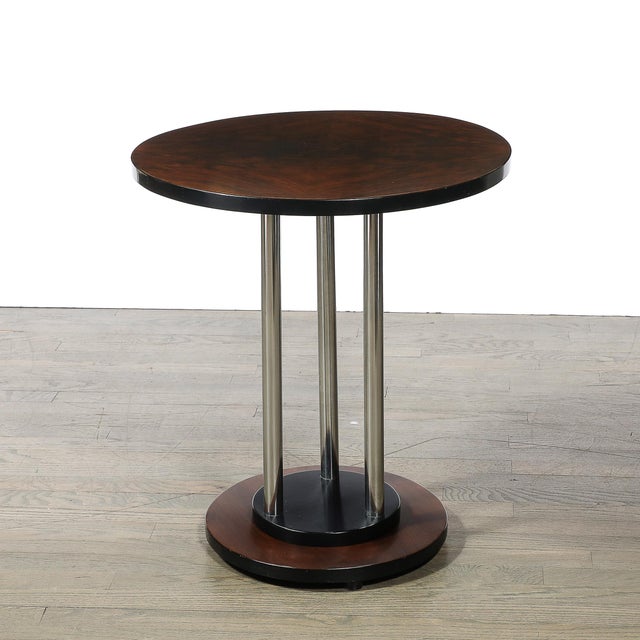 Wood Art Deco Machine Age Side Table in Book-Matched Walnut by Donald Deskey For Sale - Image 7 of 8