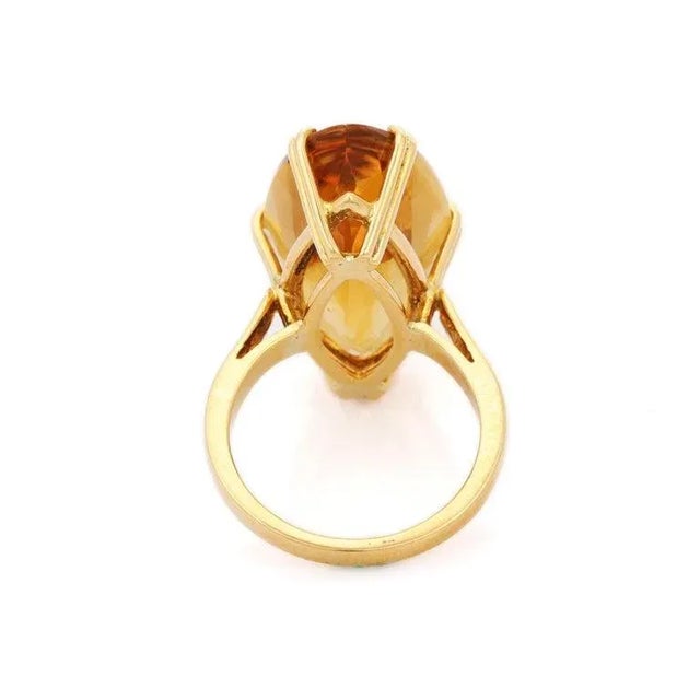 Art Deco Contemporary 24 Carat Natural Marquise Citrine Chic Cocktail Ring Size 7 For Sale - Image 3 of 10