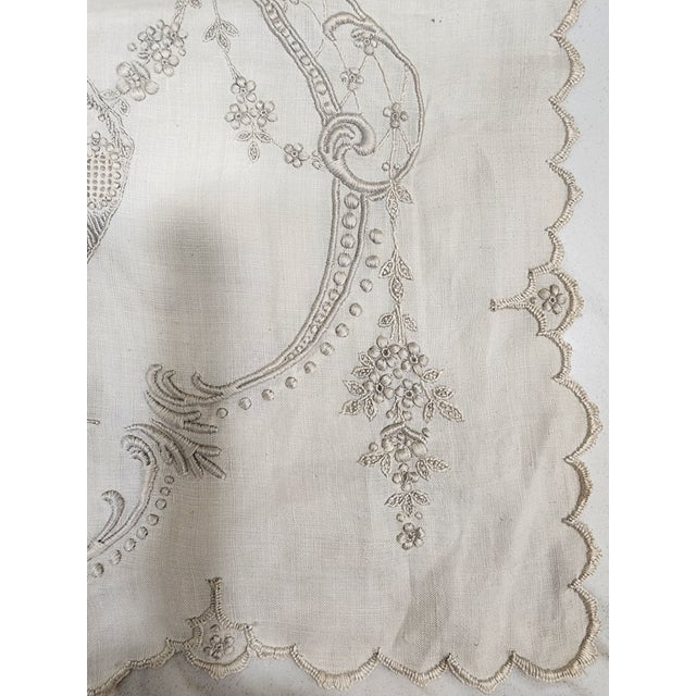 1900 - 1909 Exquisite Antique Embroidered Handkerchief For Sale - Image 5 of 16