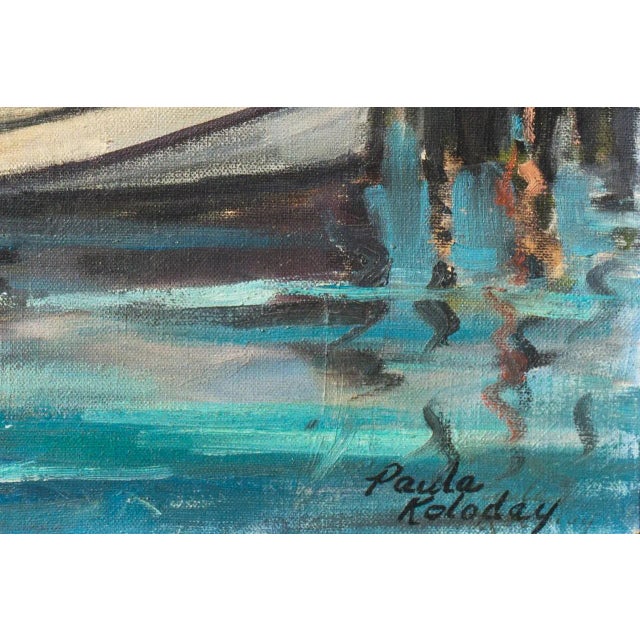 'Industrial Harbor' by Paula Koloday; 1965, California Modernist Oil For Sale In Monterey, CA - Image 6 of 8