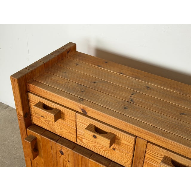 Scandinavian Brutalist Pine Sideboard by Hans Frydendahl, Denmark, 1970s For Sale - Image 8 of 9